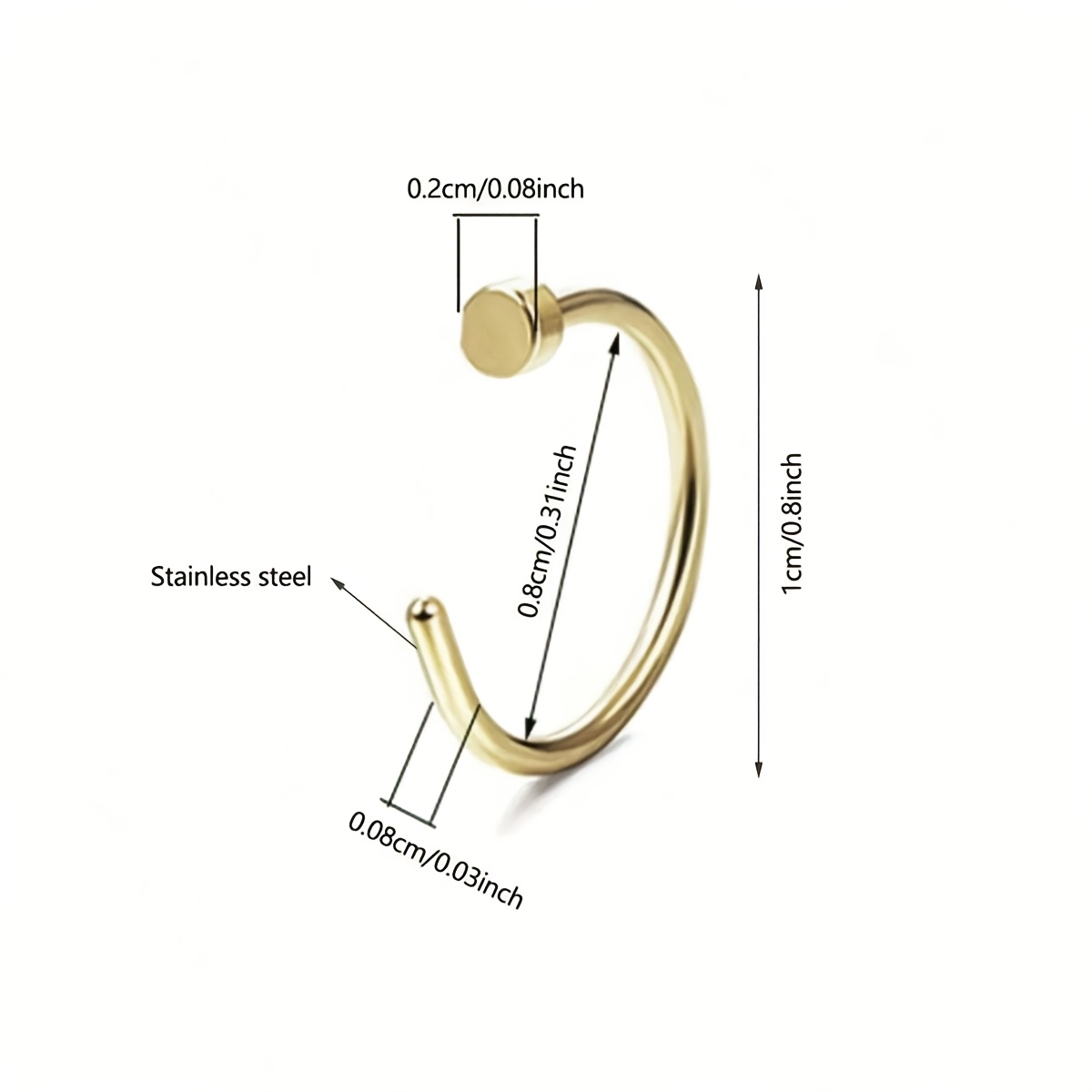 1/3/5pcs Women Fake Piercing Nose Ring C Shape Lip Ring Set